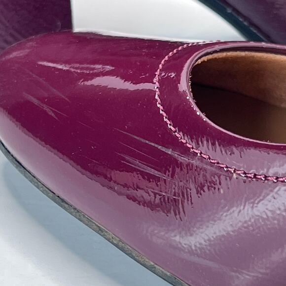 Vionic Carmel Crinkle Patent Leather Slip On Chunky Heel Crimson Women's 8 M NWB - Picture 6 of 12